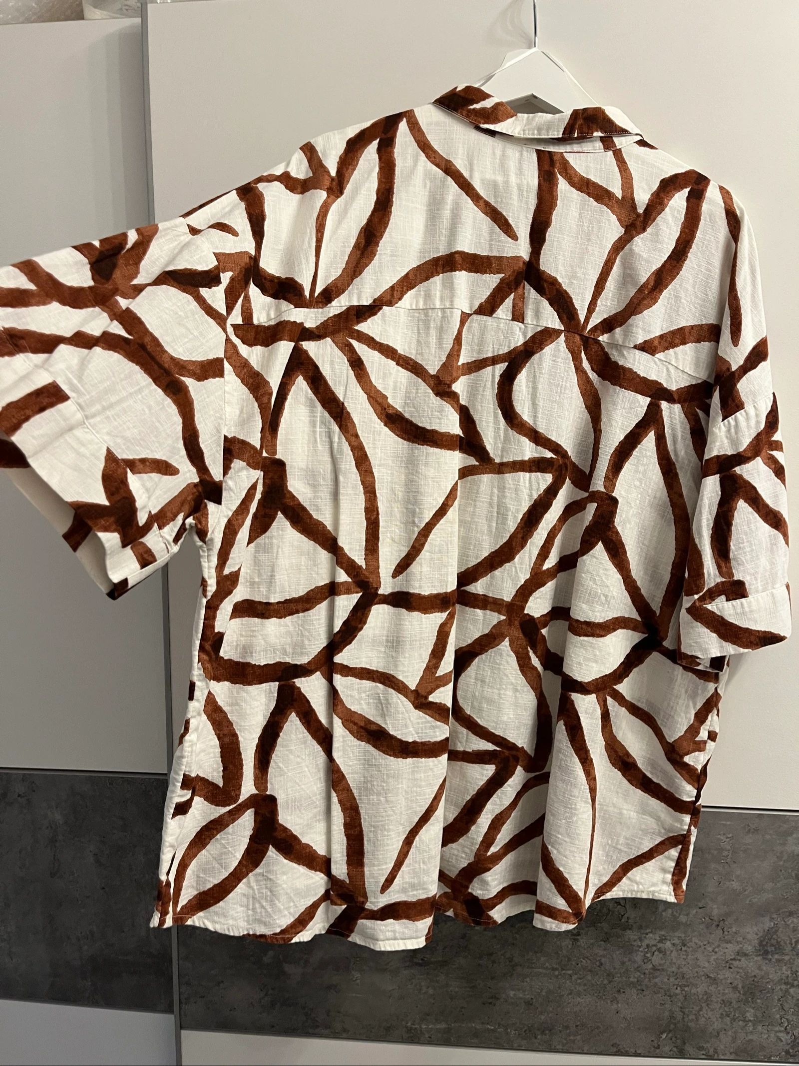 Camisa de manga corta - Kiabi - XXL - Talla grande - Marrón & Blanco - 100% algodón – photo 5